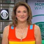 Jill Schlesinger’s rainbow stripe dress on CBS Mornings