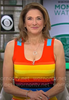 Jill Schlesinger's rainbow stripe dress on CBS Mornings