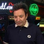 Jimmy Fallon’s navy polo on E! News