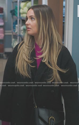 Jo's black leather crossbody bag on Greys Anatomy