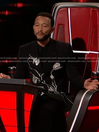 John Legend's black floral blazer on The Voice