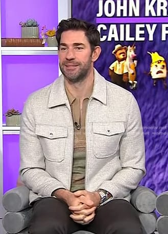 John Krasinski's grey check jacket on Today