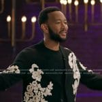 John Legend’s floral embroidered cardigan on The Voice