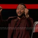 John Legend’s burgundy shirt and suit on The Voice