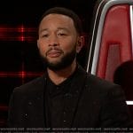 John Legend’s black rhinestone embellished blazer and pant suit on The Voice