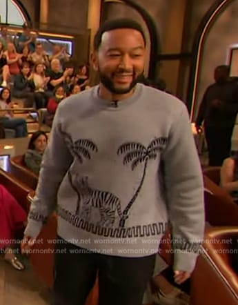 John Legend's tiger print sweater on The Drew Barrymore Show