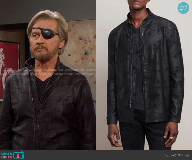 John Varvatos Leather Shirt Jacket with Foil Print worn by Steve (Stephen Nichols) on Days of our Lives