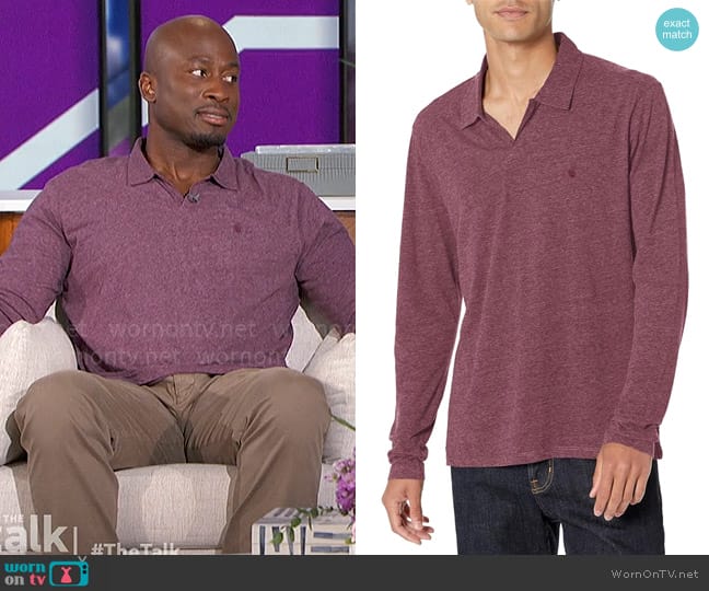 John Varvatos Mercury Polo in Dark Plum worn by Akbar Gbajabiamila on The Talk