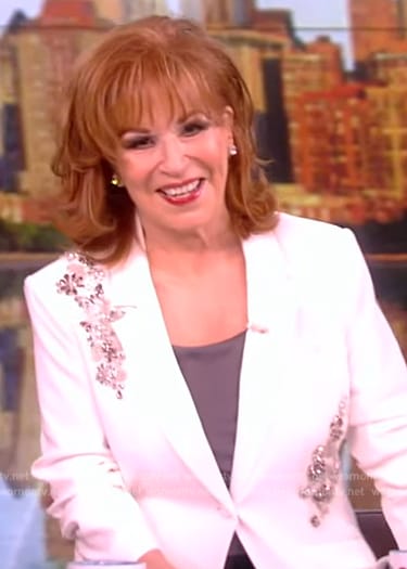 Joy’s white crystal embellished blazer on The View