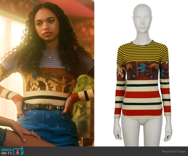 Jean Paul Gaultier Vintage Egyptian Print Top worn by Tabitha 'Tabby' Hayworth (Chandler Kinney) on Pretty Little Liars Original Sin