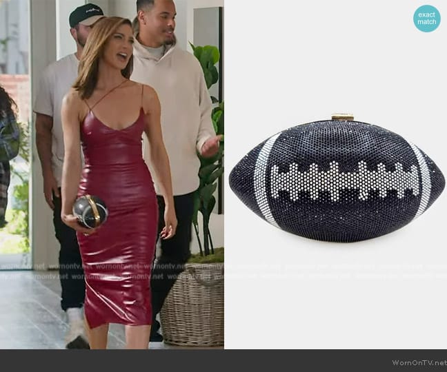 Judith Leiber Couture Game Day Football Pigskin Crystal Clutch worn by Polly Brindle (Polly Brindle) on Selling the OC