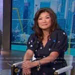Juju’s navy floral puff sleeve dress on Good Morning America