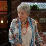 Julie's white floral duster jacket on Days of our Lives