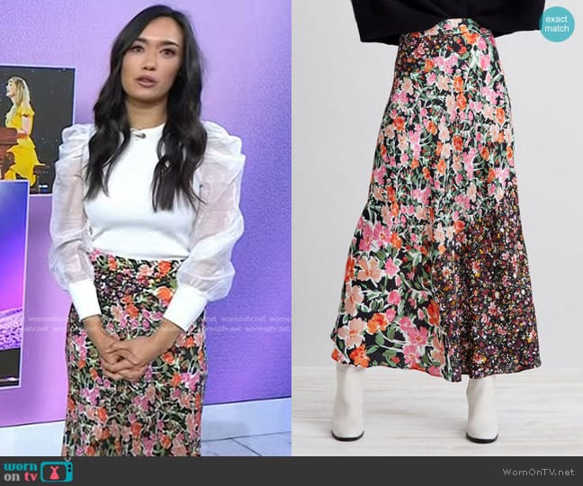 Kachel Georgia Floral Printed Midi Skirt worn by Emilie Ikeda on Today