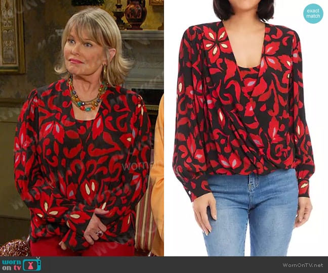 Karen Kane Drape Front Top worn by Bonnie Lockhart (Judi Evans) on Days of our Lives