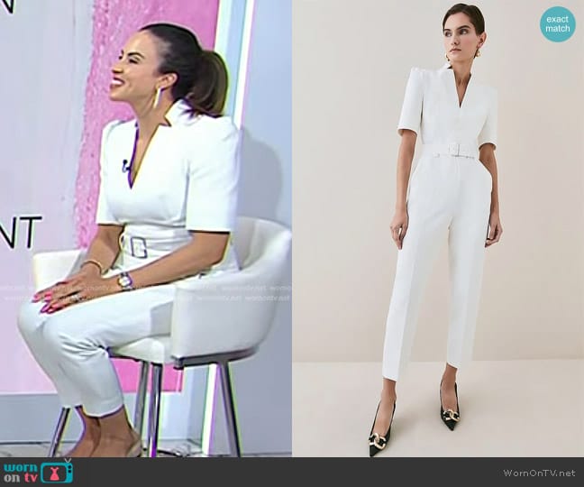 Karen Millen Forever Belted Jumpsuit worn by Myka Meier on Today