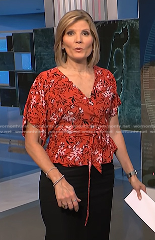 Kate's red floral wrap top on NBC News Daily