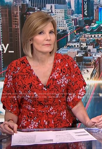 Kate’s red floral wrap top on NBC News Daily