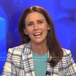 Kate Rooney’s blue and white plaid blazer on NBC News Daily