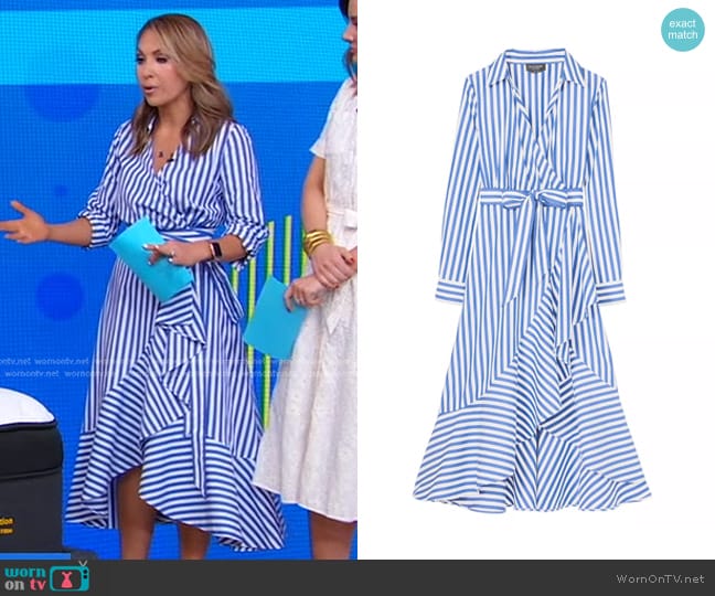 Kate Spade Julia Stripe Wrap Dress worn by Lori Bergamotto on Good Morning America