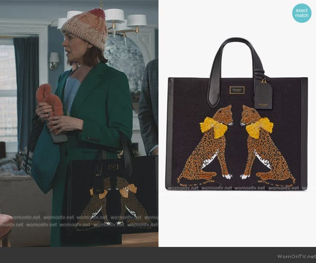 Kate Spade Manhattan Lady Leopard Embroidered Large Tote worn by Elsbeth Tascioni (Carrie Preston) on Elsbeth