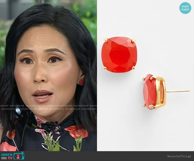 Kate Spade Square Semiprecious Stone Stud Earrings worn by Vicky Nguyen on Today