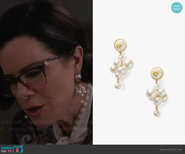 Kate Spade Pearls On Pearls Cluster Drop Earrings worn by Margaret Wright (Marcia Gay Harden) on So Help Me Todd