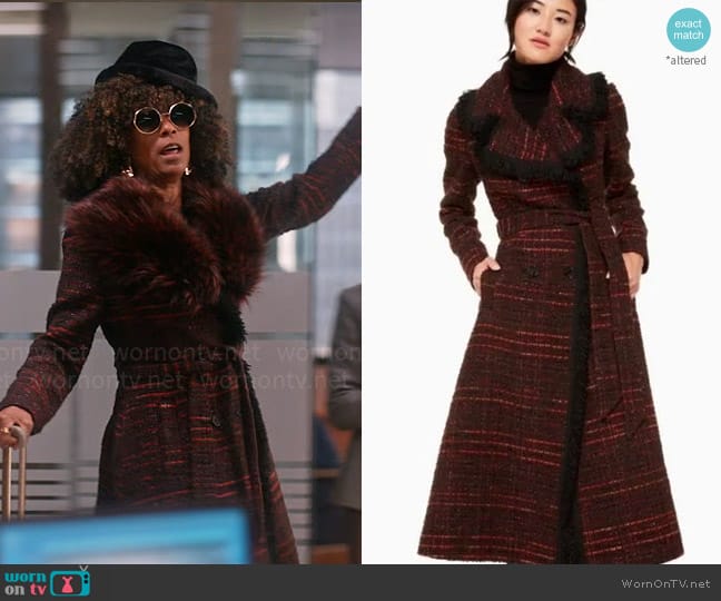 Kate Spade Tweed Fringe Coat worn by Beverly Crest (Leslie Silva) on So Help Me Todd