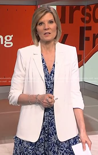 Kate’s white ruched sleeve blazer on NBC News Daily