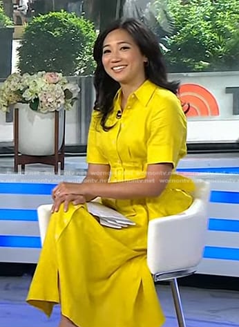 Kathy Park's yellow short sleeve shirtdress on Today