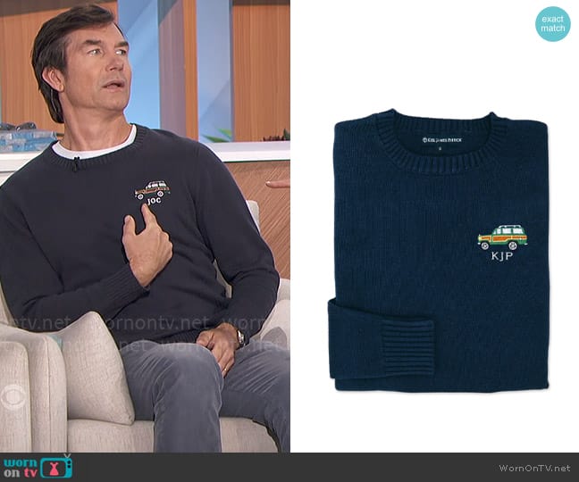 Kiel James Patrick Griswold Woody Monogram Sweater worn by Jerry O'Connell on The Talk