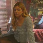 Kelly's blue cable knit top and cardigan set on Pretty Little Liars Original Sin