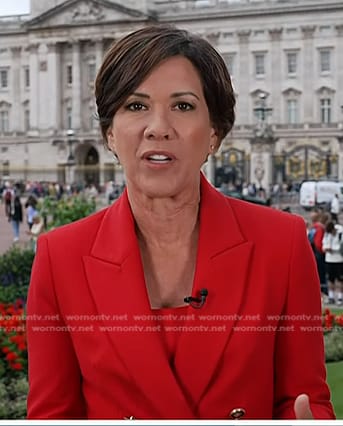 Kelly Cobiella’s red double breasted blazer on Today