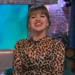 Kelly’s leopard print mesh top on The Kelly Clarkson Show