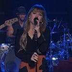 Kelly’s orange floral mini skirt on The Kelly Clarkson Show