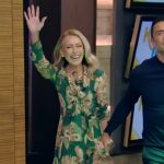 Kelly’s green floral print dress on Live with Kelly and Mark