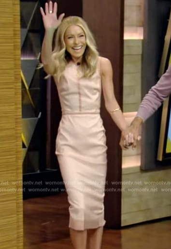 Kelly's pink sleeveless sheath dress on Live with Kelly and Mark