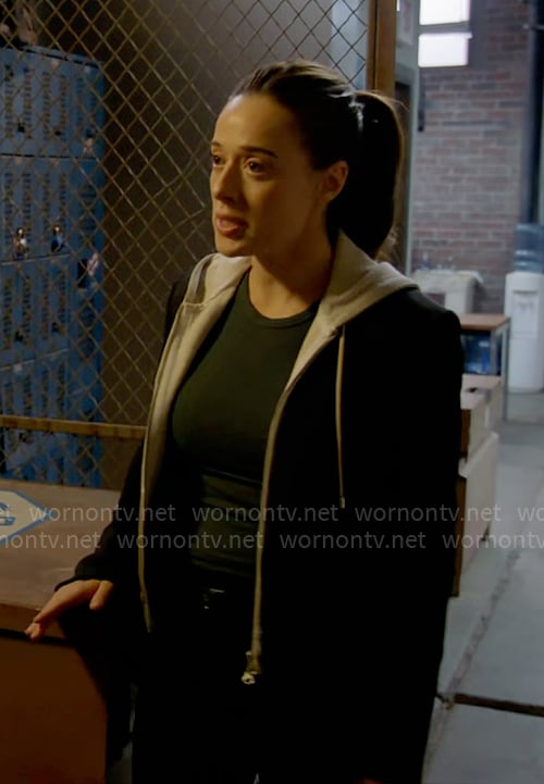 Kim’s hoodie blazer on Chicago PD