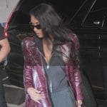Kim's red snake effect leather coat on The Kardashians