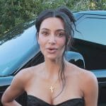 Kim’s black corset top on The Kardashians