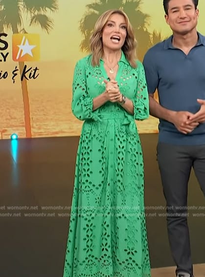 Kit’s green eyelet maxi dress on Access Hollywood