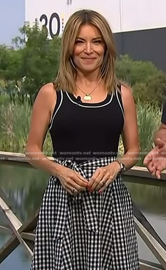 Kit's black tank top and gingham skirt on Access Hollywood