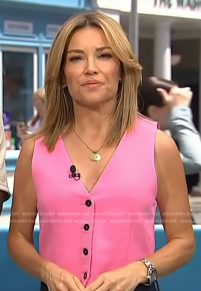 Kit’s pink button vest on Access Hollywood