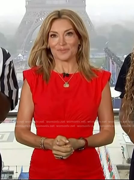 Kit's red ruched dress on Access Hollywood