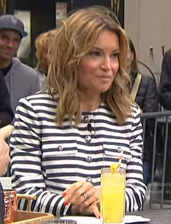 Kit’s striped button front jacket on Access Hollywood