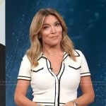 Kit’s white contrast trim shirt on Access Hollywood