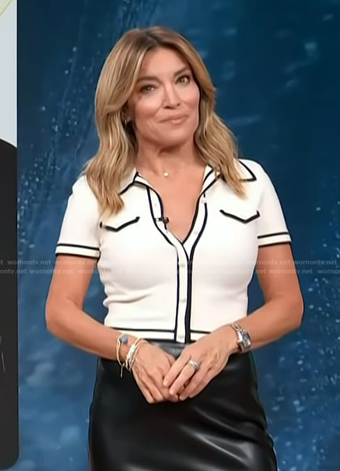 Kit’s white contrast trim shirt on Access Hollywood
