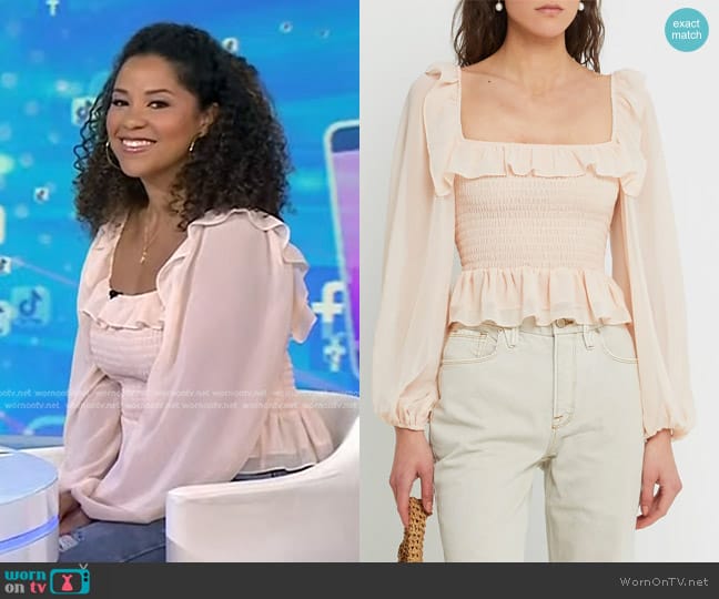 Kourt Noho Top in Light Pink worn by Arianna Davis on Today