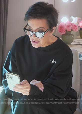 Kris's black alo sweatshirt on The Kardashians