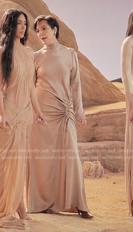 Kris's satin opening scene dress on The Kardashians